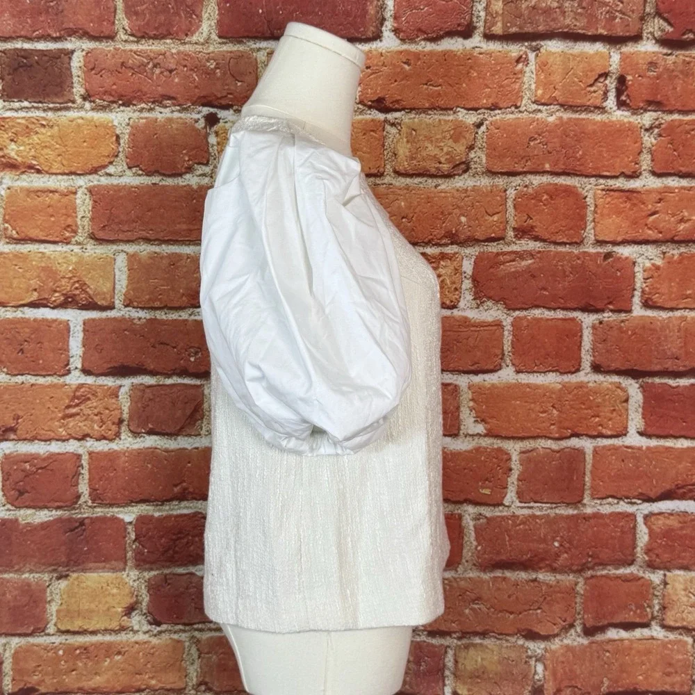 By Anthropologie Puff-Sleeve Blouse White‎ Cream Size XS Womens Top